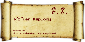 Héder Kaplony névjegykártya